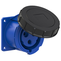 Pin and Sleeve Receptacle Outlet Devices 888-13024-NS IEC 60309 Panel Mount Receptacle Straight, IP67, 30A 250V, 32A 220-250V, 6H, IEC 309 International Pin and Sleeve Devices  